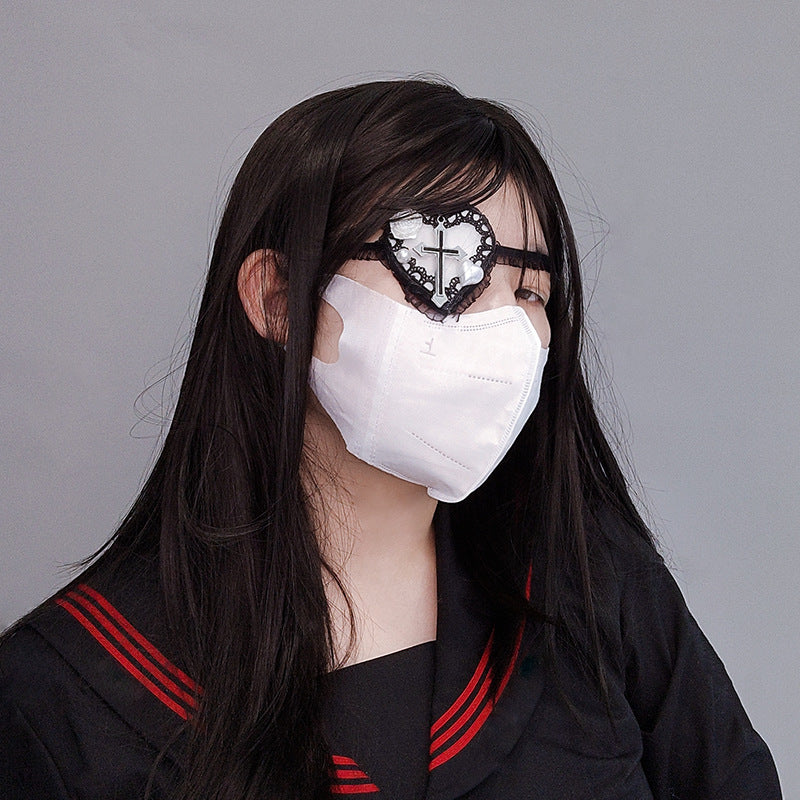 Dark Gothic Cross Eye Mask - Lolita JK Comic Con Cosplay Small Accessories