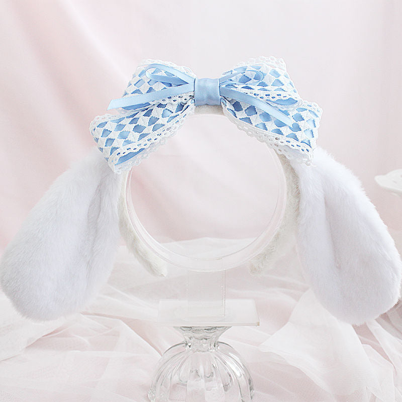 Handmade Sweet My Melody Ear Headband Cute Lace Pink Sweet KC Bow Hair Accessory Lolita Headband