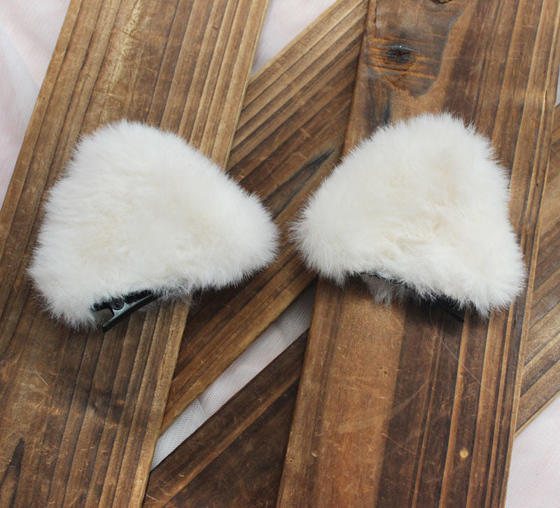 Fluffy Lolita Daily Hair Accessories Cat Ear Headwear Cute Plush Sweet Hair Clips for Women Lolita Side Clips