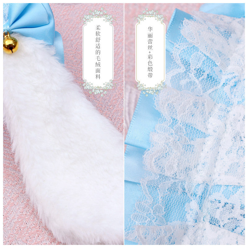 Handmade Lolita Lace Animal Ear Headwear Plush Bunny Ear Hairband Accessories