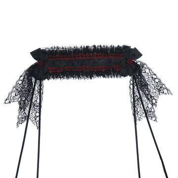 Handmade Dark Gothic Lolita Headwear - Comic Con Cosplay Bow Lace Hair Clips