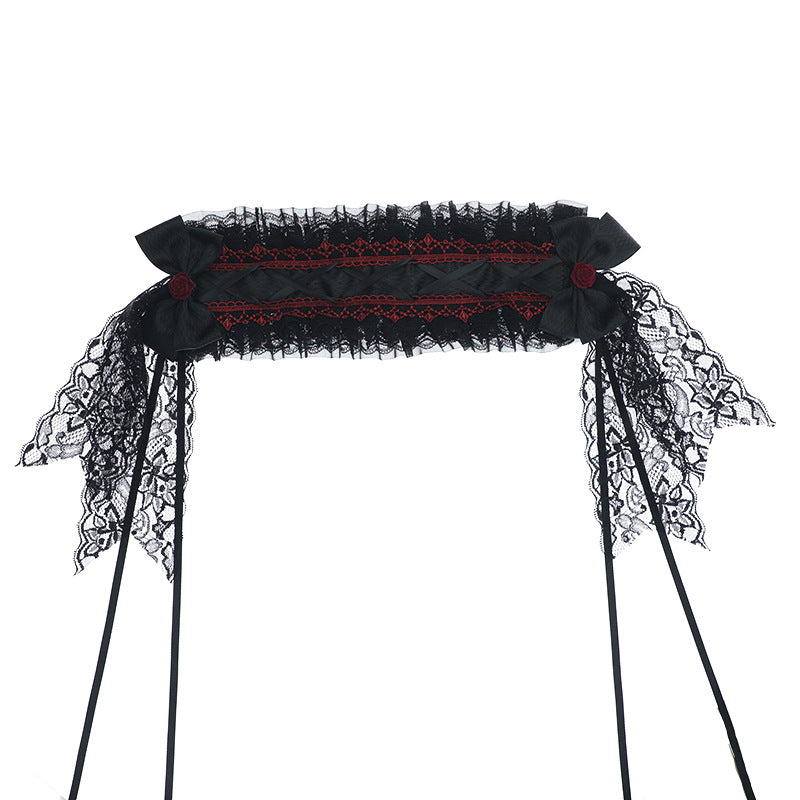 Handmade Dark Gothic Lolita Headwear - Comic Con Cosplay Bow Lace Hair Clips