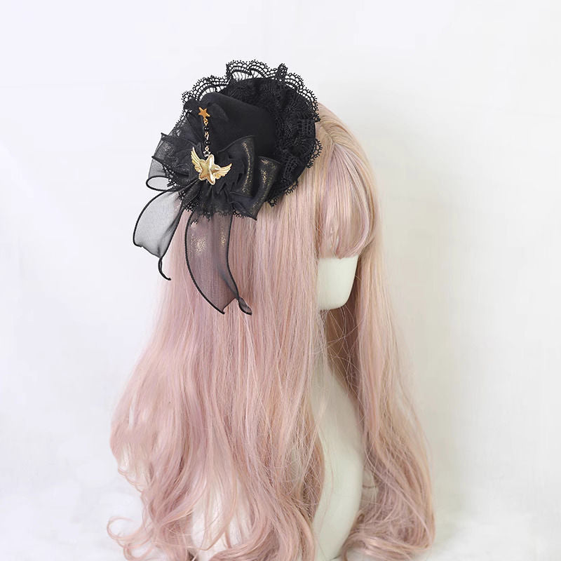 Halloween Dark Style Witch Hat Headband Lolita Hair Accessories Lolita Demon Bat Small Hat Hair Clip Side Clip