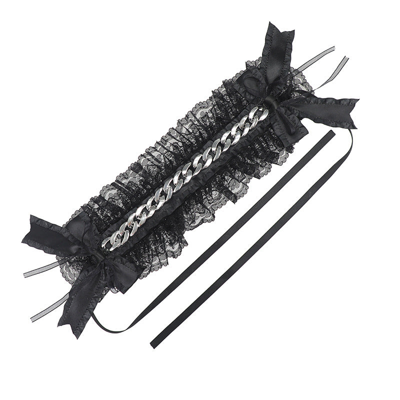 Metal Chain Harajuku Style Hot Girl Headband Lace Japanese Style Lolita Hair Accessories Punk Dark Subculture Niche Hair Accessories