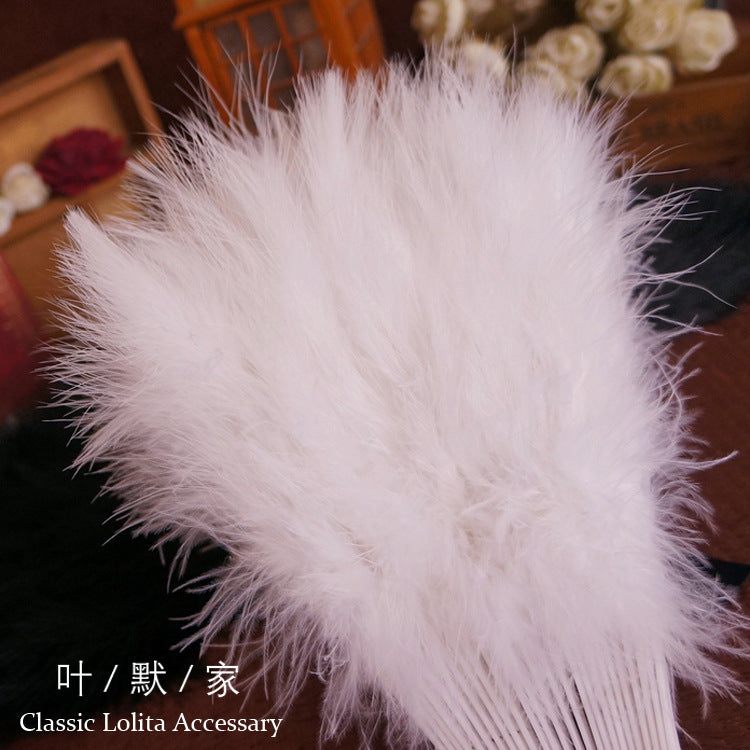 Handmade Feather Fan Lolita Feather Fairy Fan Folding Fluffy Fan Fox Style Folding Fan