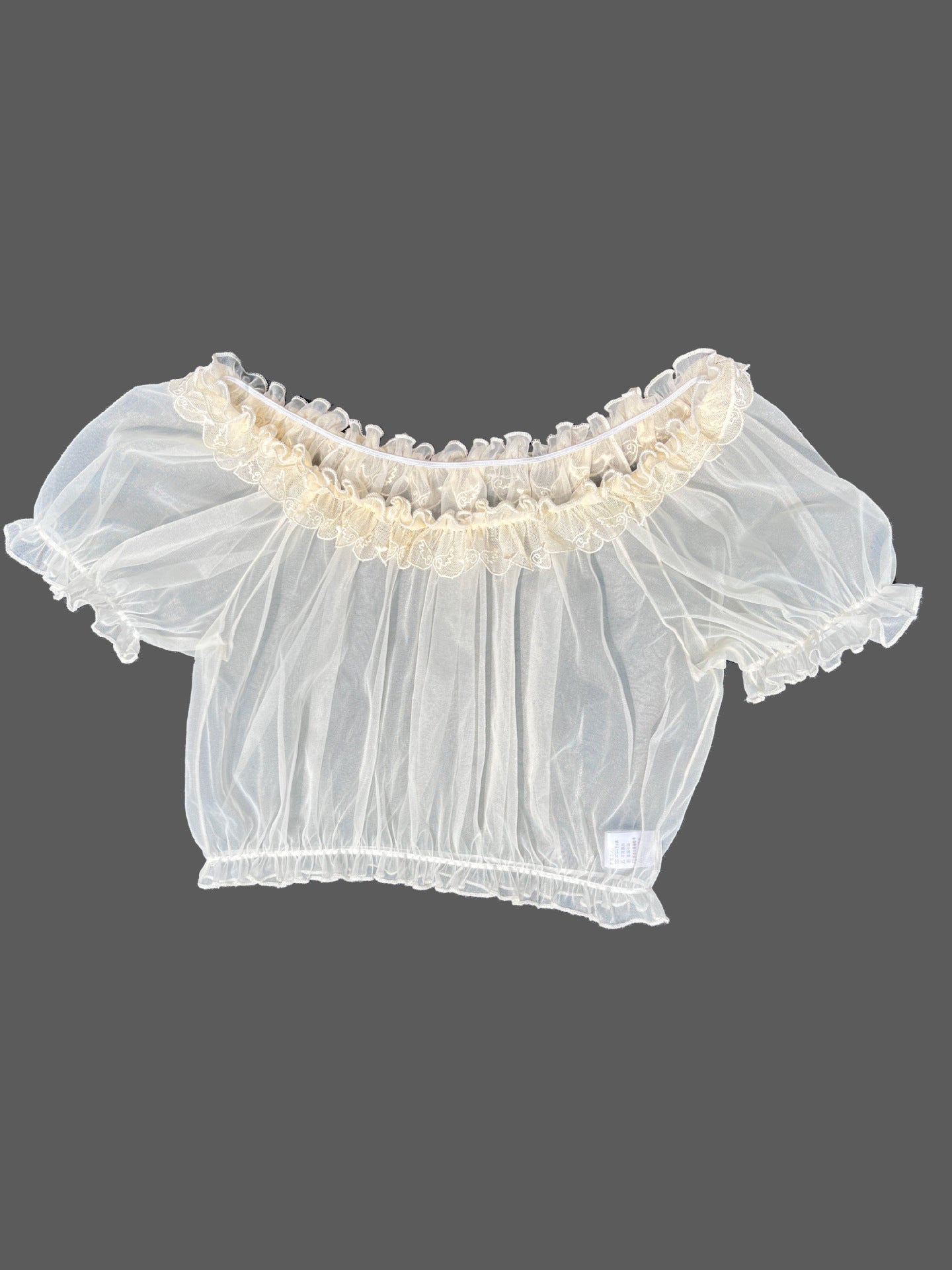 Zhijinyuan- Tulle Inner Top |   Lightweight Skin-Friendly Off-Shoulder Versatile Apricot Blouse