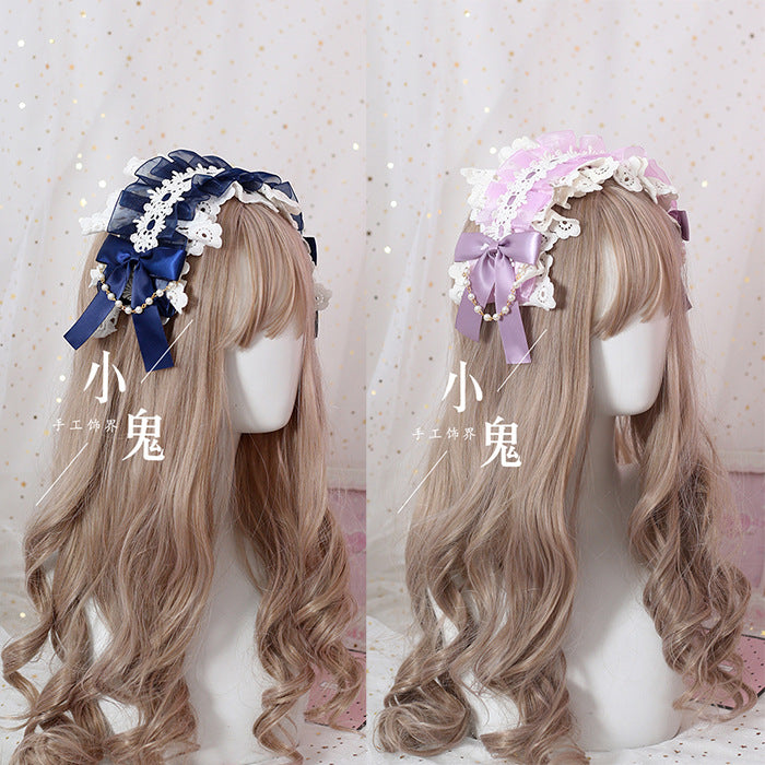 Soft Girl Hairband Lace Hair Clip Lolita Sweet Versatile Kc Bow Hair Accessory Headband