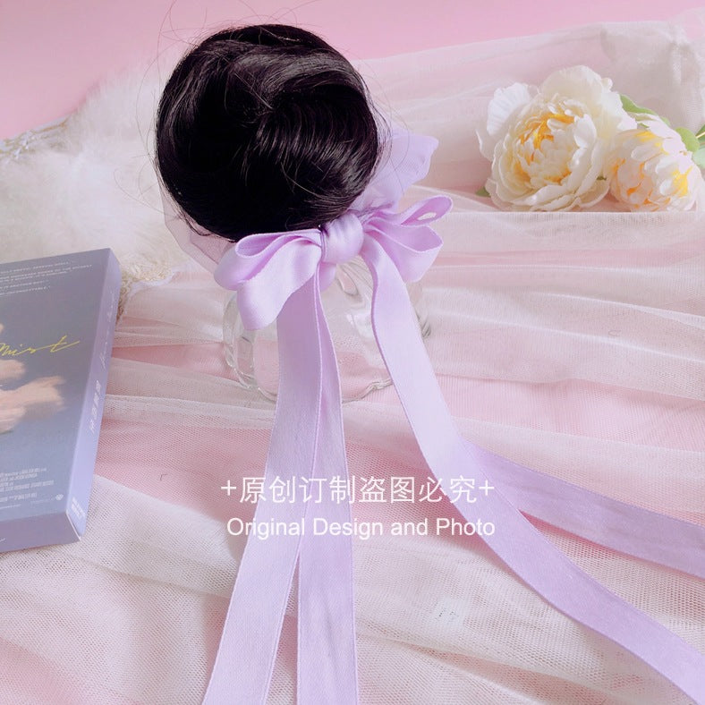 Homemade Lolita Wig Hair Bun Chinese Style Ribbon Bun National Style Girl Tassel Bun Hair Clip