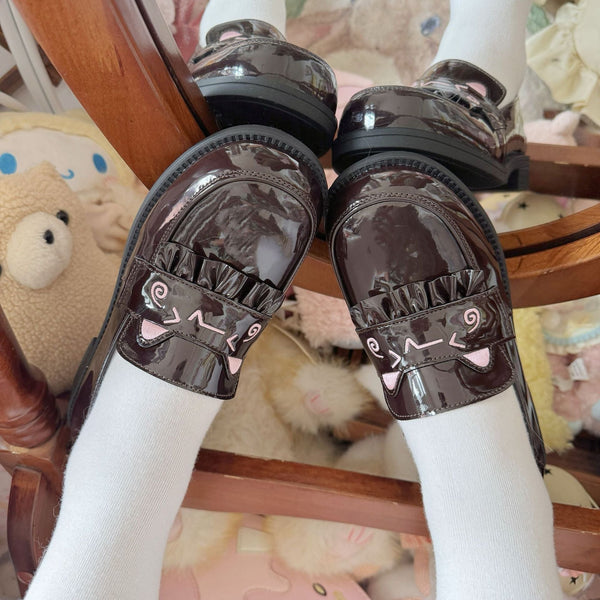 Embroidered Round-Toe JK & Lolita Platform Shoes - Sweet Student Footwear