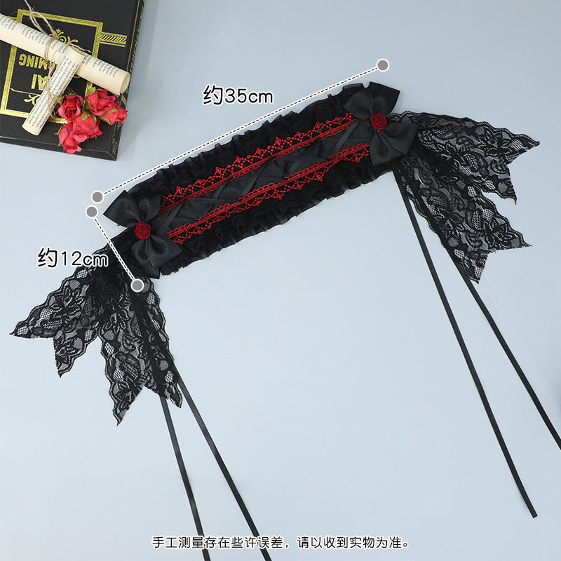 Handmade Dark Gothic Lolita Headwear - Comic Con Cosplay Bow Lace Hair Clips