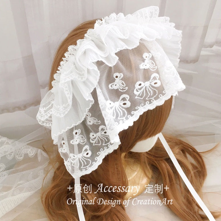 Senyu Self-Made Double-Layer Lace Veil Lolita Headband Bnt French Style Girl Lace Hat