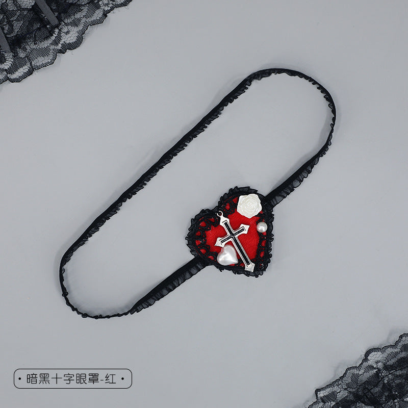 Dark Gothic Cross Eye Mask - Lolita JK Comic Con Cosplay Small Accessories