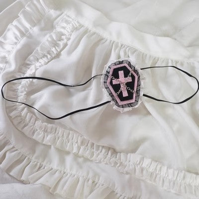Gothic Girl Cross Single Eye Mask Lolita Dark Halloween Accessories Yandere Mid-2000s Harajuku Style