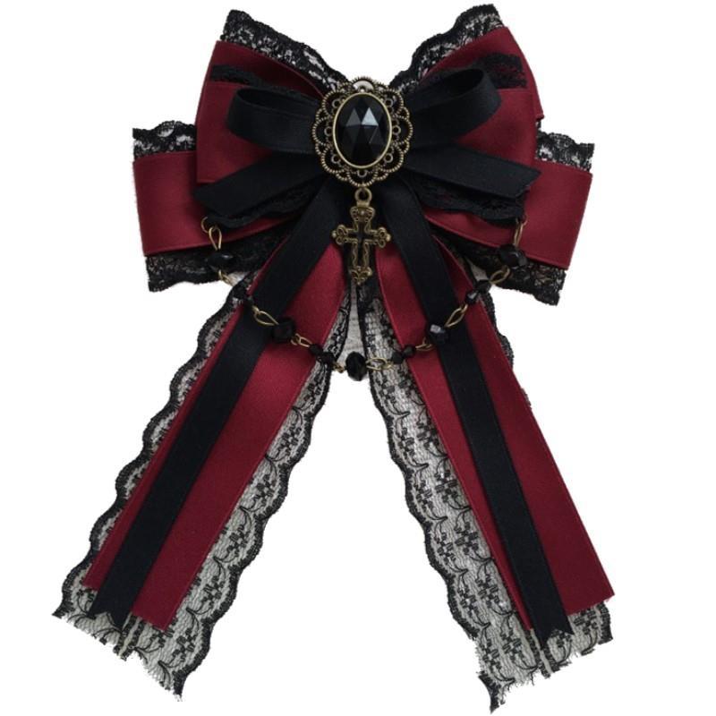 Castle Night Original Dark Wine Red Lolita Small Bow Hair Clip Lolita Hair Accessory Gothic Style KC
