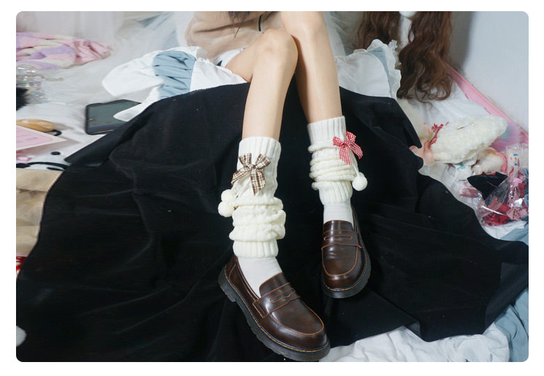 Original Cute Rabbit Ear Fluffy Socks Soft Girl Lolita Japanese JK Style Pom-Pom Bow Leg Warmers Elephant Socks