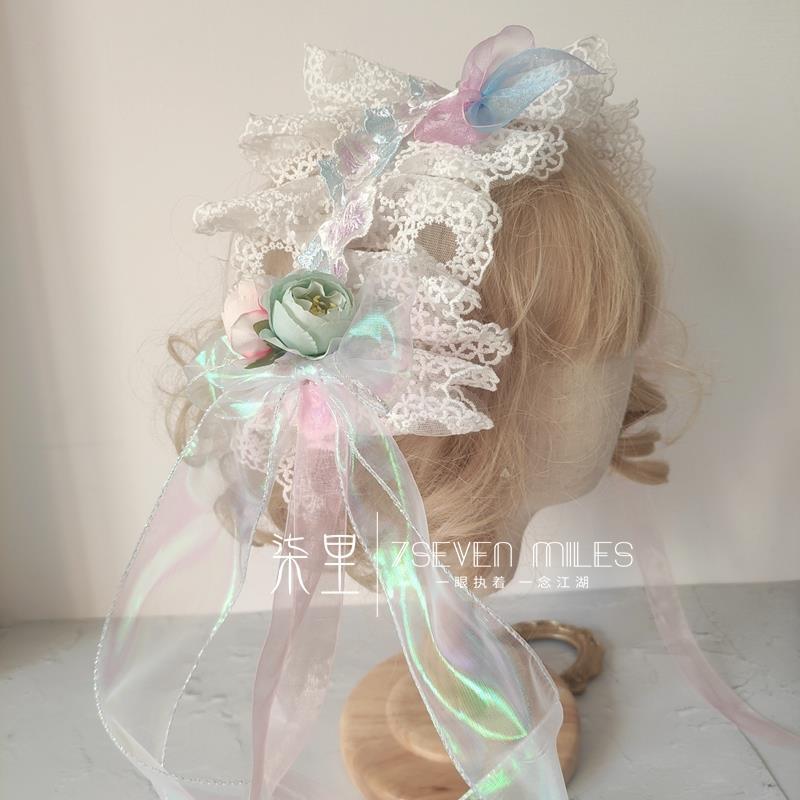 Handmade Classical Lolita Bridal Embroidery Lace Flower Lace Bow Hairband Hair Accessory