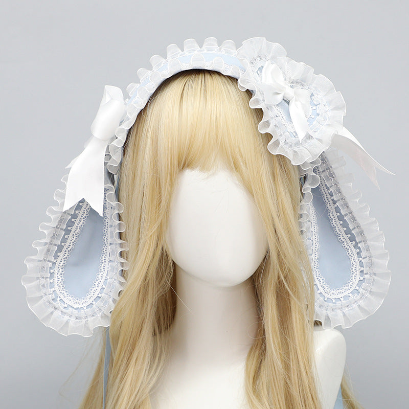Lolita Love Bunny Hairband - Original Lop Ear Bowknot (Black/White/Pink/Blue)