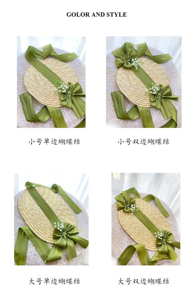French Country Lolita Handmade Lily of the Valley Forest Style Bowknot Bnt Flat Hat Straw Hat Photo Shoot Catwalk Cla