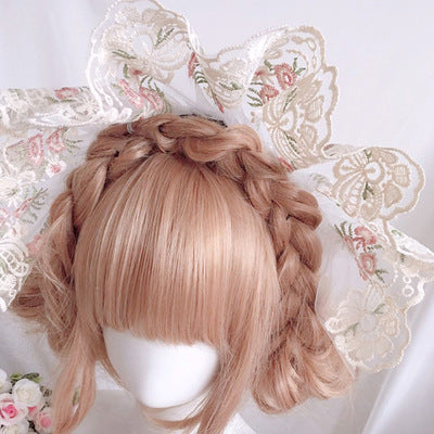 Victorian Lolita Bonnet Hat Wedding Tea Party Lolita BB Hat Classical Bnt Headwear KC Hairband