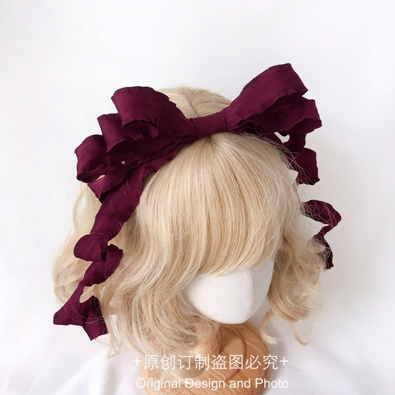 Multicolor Lolita Styling Headband KC - Original Handmade with Built-in Wire Bow | Sweet Girl Twist Small Hair Accessory