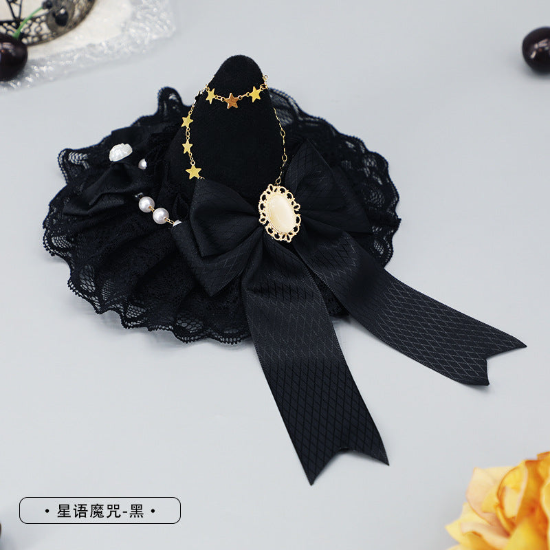 Gothic Magical Girl Hairpin Lolita Hair Accessories Halloween Comic Con Hair Clip Lace Bow Headdress Witch Hat
