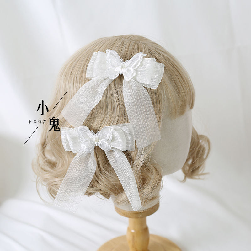 Miss Fula Lolita  Elegant Hairband Lolita Hairband Necklace White Wedding Black Hat