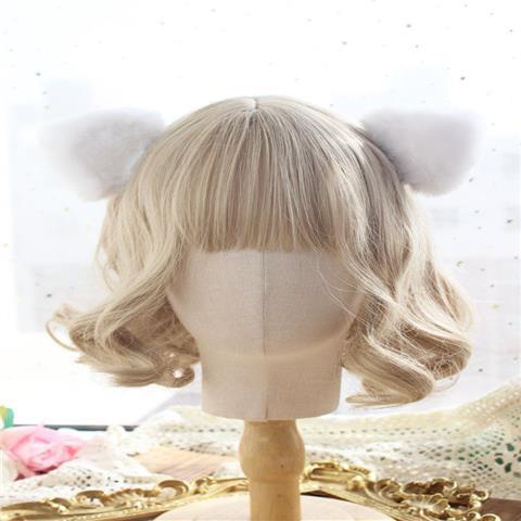 Fluffy Lolita Daily Hair Accessories Cat Ear Headwear Cute Plush Sweet Hair Clips for Women Lolita Side Clips