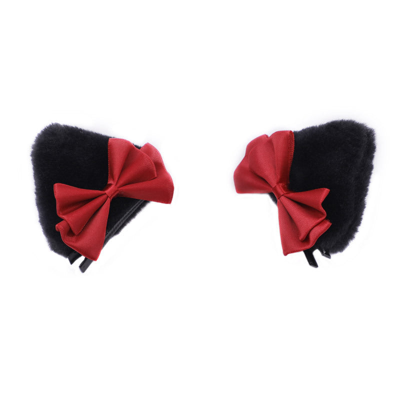 Lolita Hair Accessories Pair Clip Lolita Beast Ear Side Clip Hair Ornament Cat Ear Hair Clip Bow Bangs