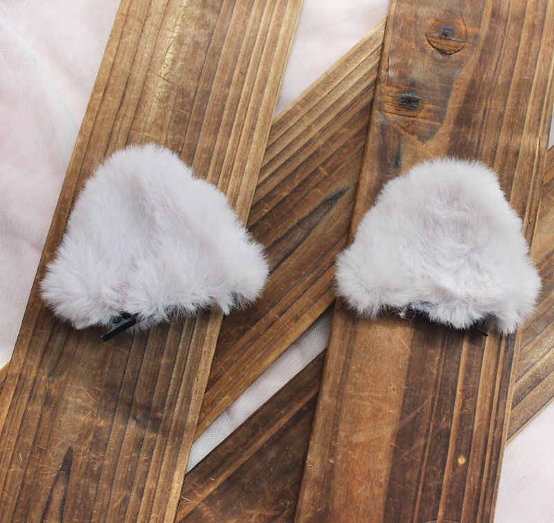 Fluffy Lolita Daily Hair Accessories Cat Ear Headwear Cute Plush Sweet Hair Clips for Women Lolita Side Clips