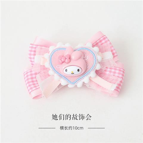 LOLITA Hair Accessories Sweet Bow Hair Clip Cinnamoroll Kuromi Pink Blue Soft Girl Lolita Hair Ornament