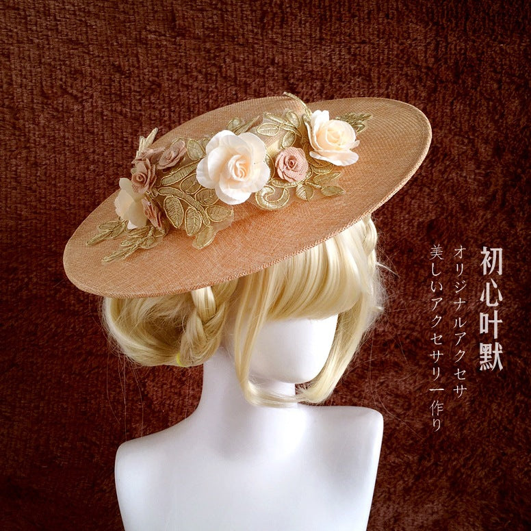 Handmade Bonnet Straw Hat Lolita Tea Party Pastoral French Style Vintage Photo Hat Classical Hat