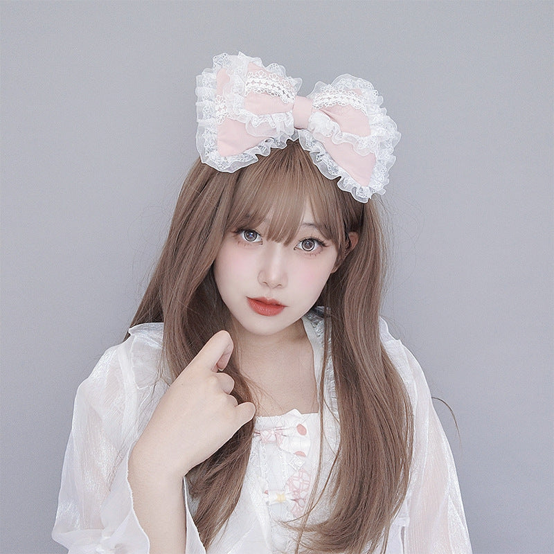 Handmade Japanese Lolita Lace Bow Hair Clip - Cute Soft Girl Hair Accessory