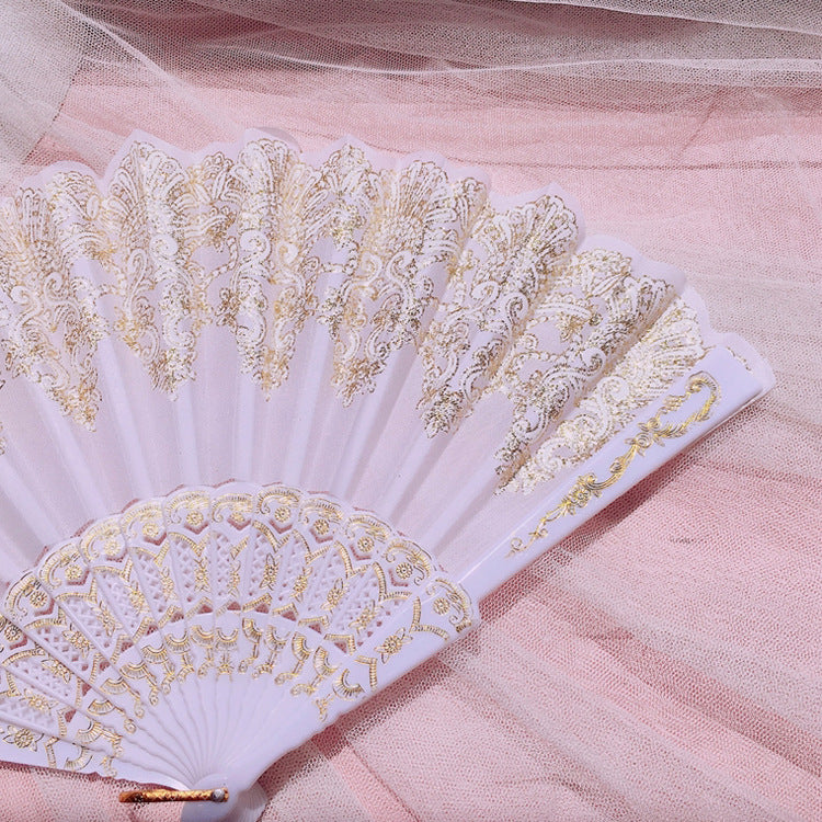 Lolita Lace Fan Gorgeous Retro European Style Rose Folding Fan Tea Party Dark Gothic Comic Con Cosplay Prop