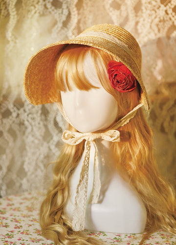 French Retro DIY Bonnet Hat Embryo Classical Elegant Tea Party Lolita Sun Protection Windproof Straw Hat