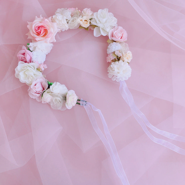 Forest Style Lolita Fairy Ribbon Flower Headband Wreath Lolita Kc Hair Accessories Mesh Bow Hair Clip Hair Ornament