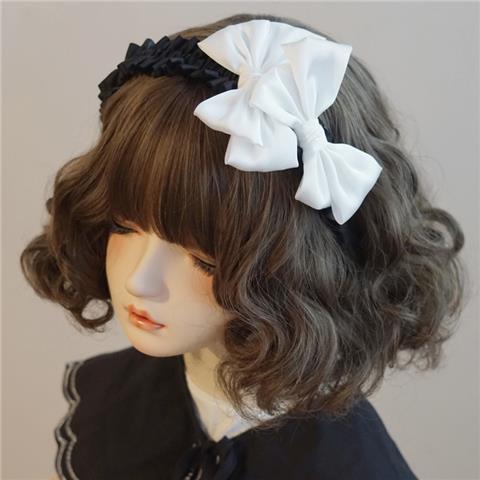 Original Handmade Satin Bow Hairband Lolita Girl Black Bow Hair Accessory