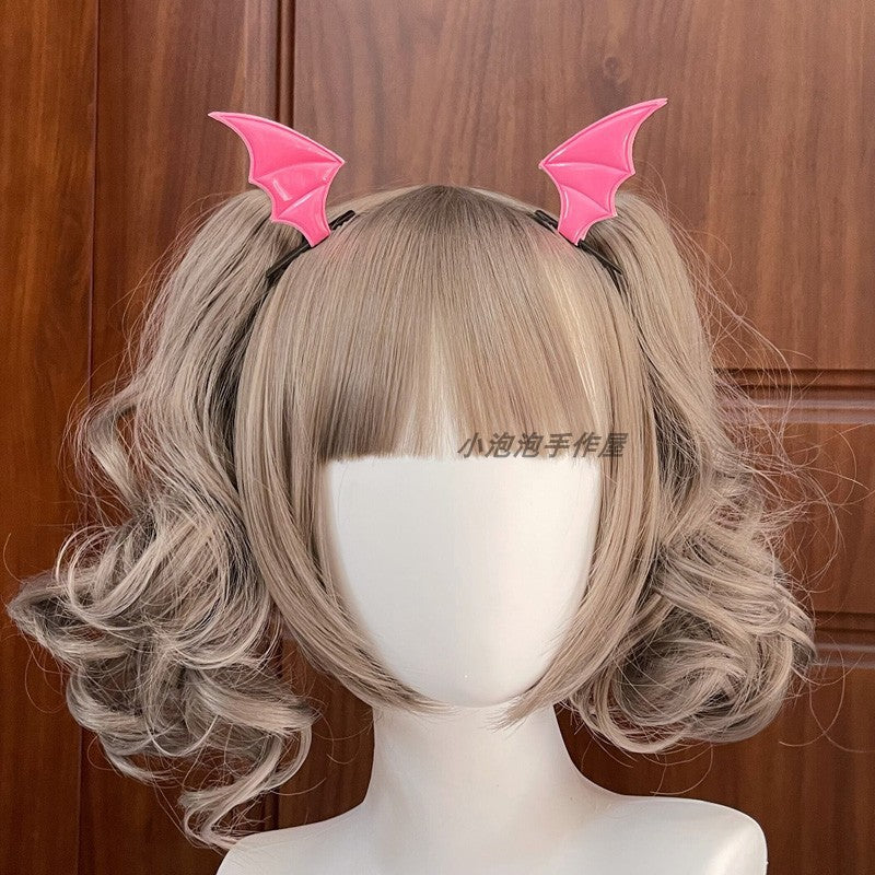 Black Devil Wings Hair Clip Bat Side Clip Bowknot Quirky Halloween Headwear Lolita Gothic Subculture
