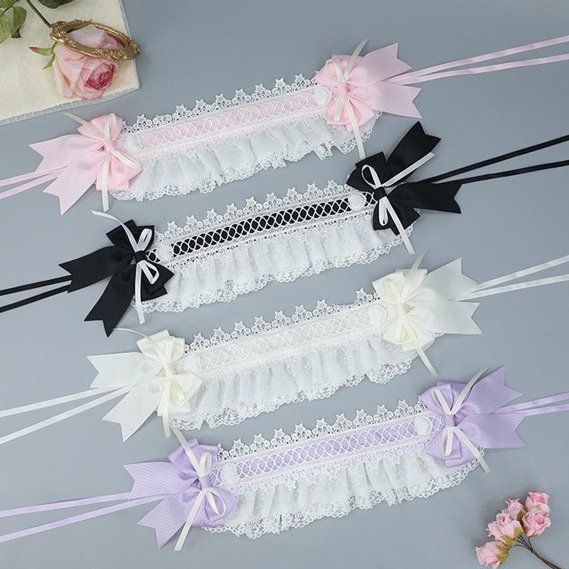 Japanese Style Handmade Cute Sweet Hair Accessories Versatile Lolita Girl Hair Ornaments Lace Bow Hair Clips Tea Party Hair Bands