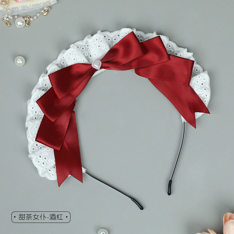 Anime Lolita Headwear - Lace Maid Bow Hairpin Cosplay Exhibition