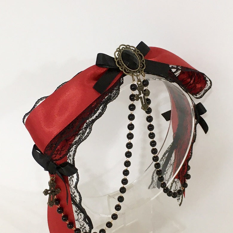 Castle Night Original Dark Wine Red Lolita Small Bow Hair Clip Lolita Hair Accessory Gothic Style KC