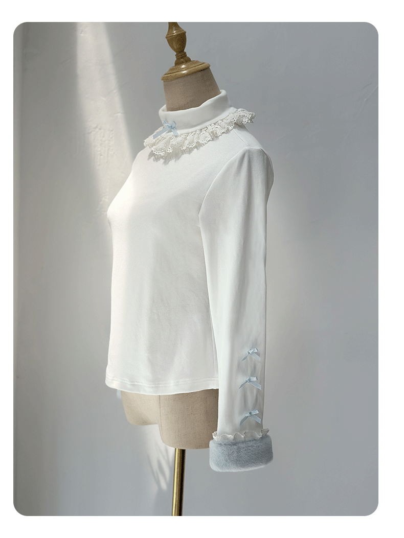 Zhijinyuan “Soft Sweetheart” Lolita Inner Top | Autumn Winter Long - Sleeve Turtleneck with Thin Fleece