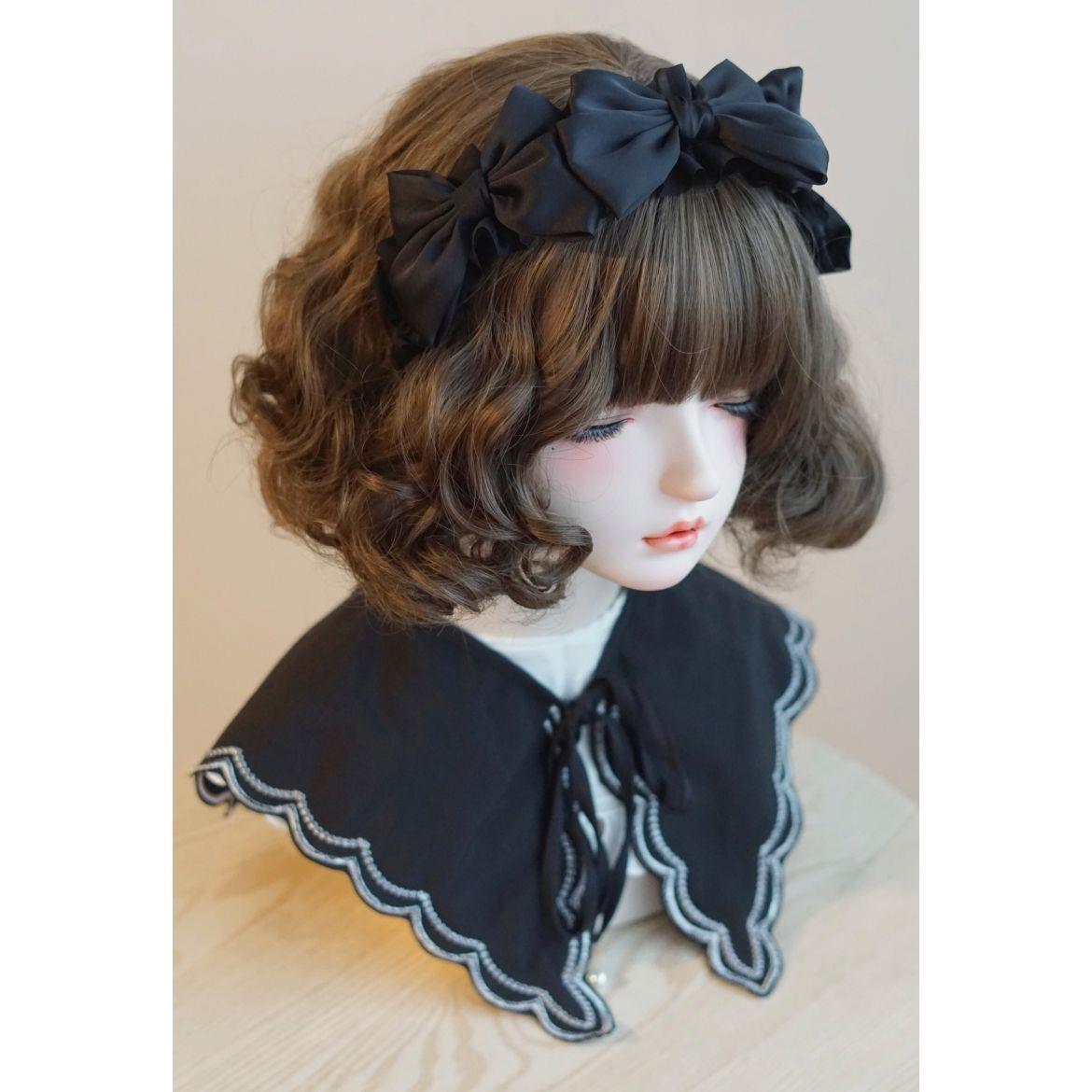 Original Handmade Satin Bow Hairband Lolita Girl Black Bow Hair Accessory