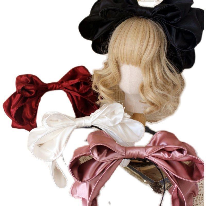 Xiaohongshu Super Popular Hair Accessories DIY Oversized Bow Hairband KC Styling Satin Fabric Lolita Headwear