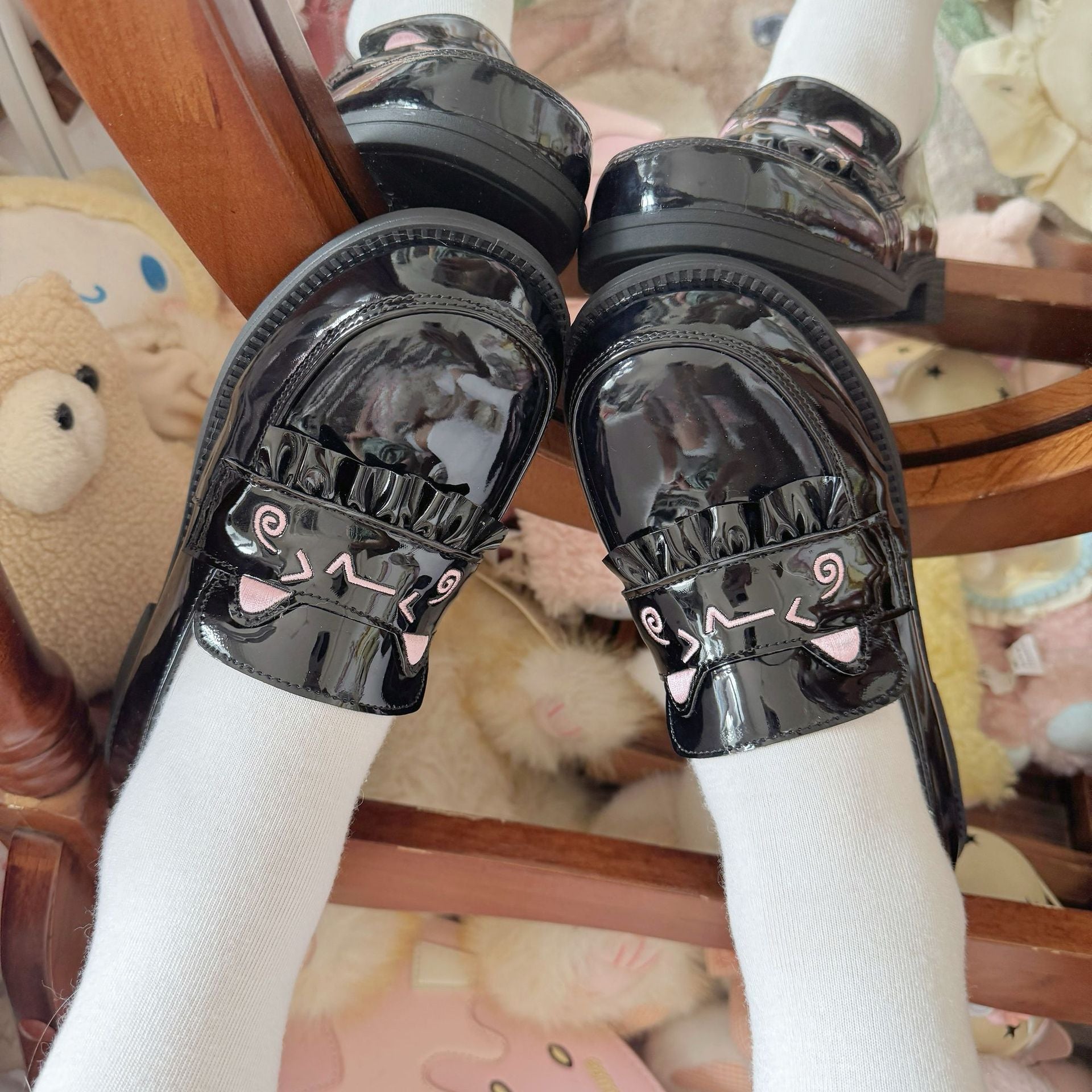 Original Embroidered Round-Toe JK Uniform Shoes | Ultra-Soft Cute Sweet Platform Lolita Student Shoes