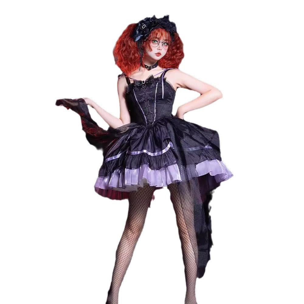 ZhiJinYuan - Magic Spirit Girl- Slimming Embroidered Halloween Gothic Lolita Purple and Black JSK