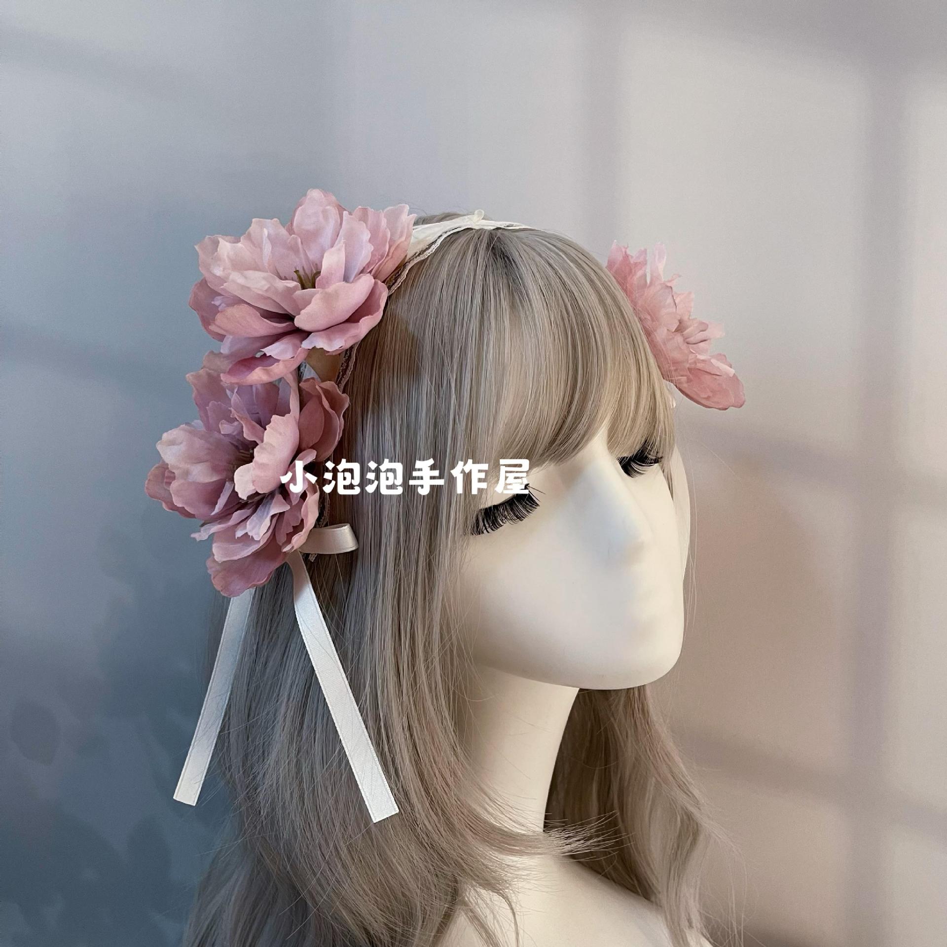 Soft Girl Lolita Lace Headband Bow KC Flower Hair Accessory Lo Girl Cosplay Versatile Sweet Hair Ornament