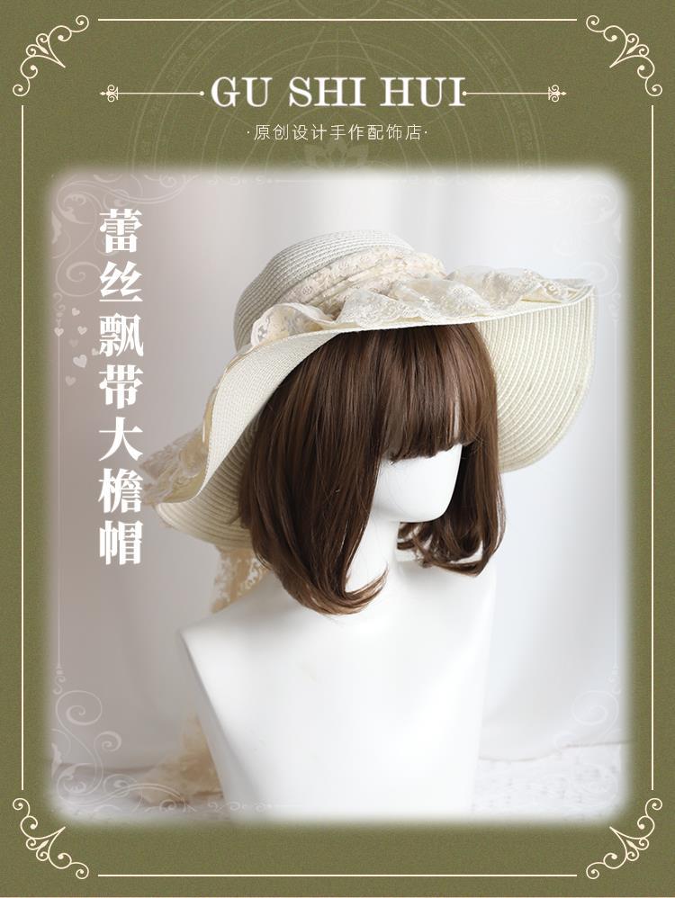 Lolita Straw Hat for Women Sun Hat Women Sun Protection Wide Brim Hat Summer Beach Lolita Girl Wide Brim Hat for Women Summer