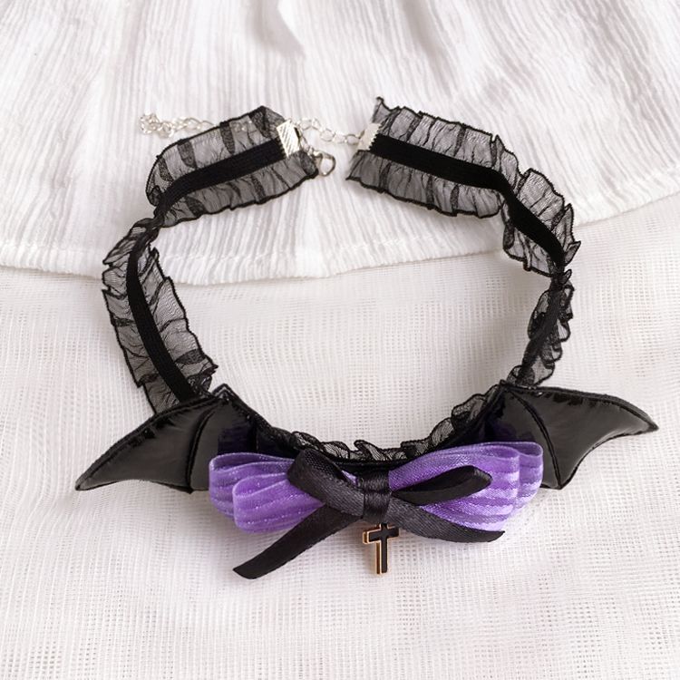 Halloween Witch Night Original Dark Gothic Lolita Accessories Bowknot Animal Ears KC Black Purple Arm Sleeves Bag
