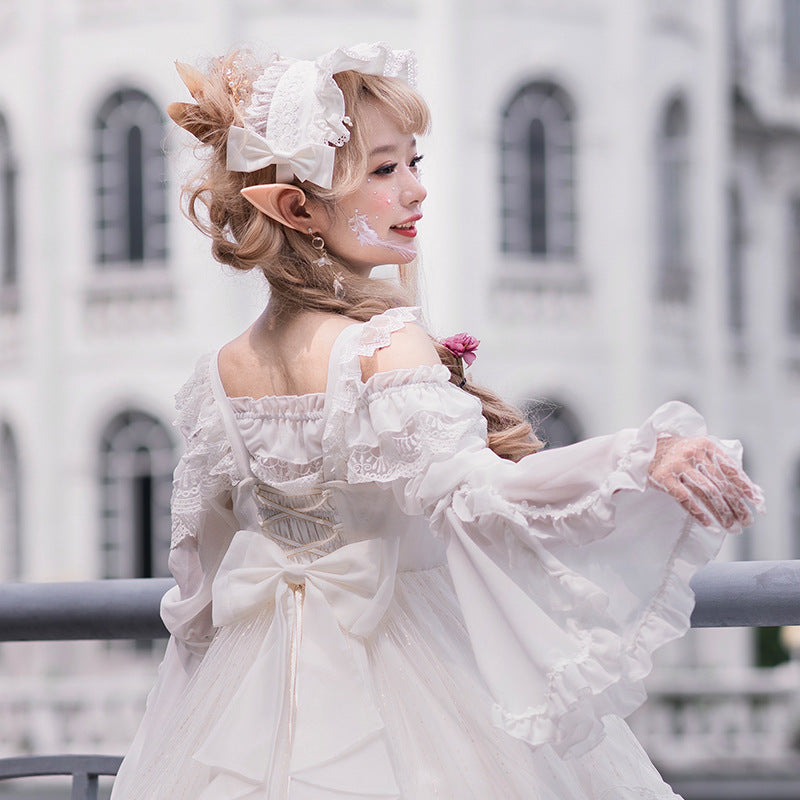 Zhijinyuan Lolita Princess Sleeve Chiffon Inner Top | Boat Neck 3/4 Sleeves Camisole