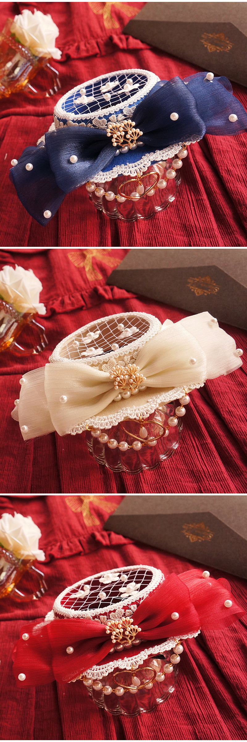 Christmas Girl Hair Accessories Mesh Flat Hat Tea Party Small Hat Hanfu Hair Accessories Han-Yang Eclectic Headwear Lolita